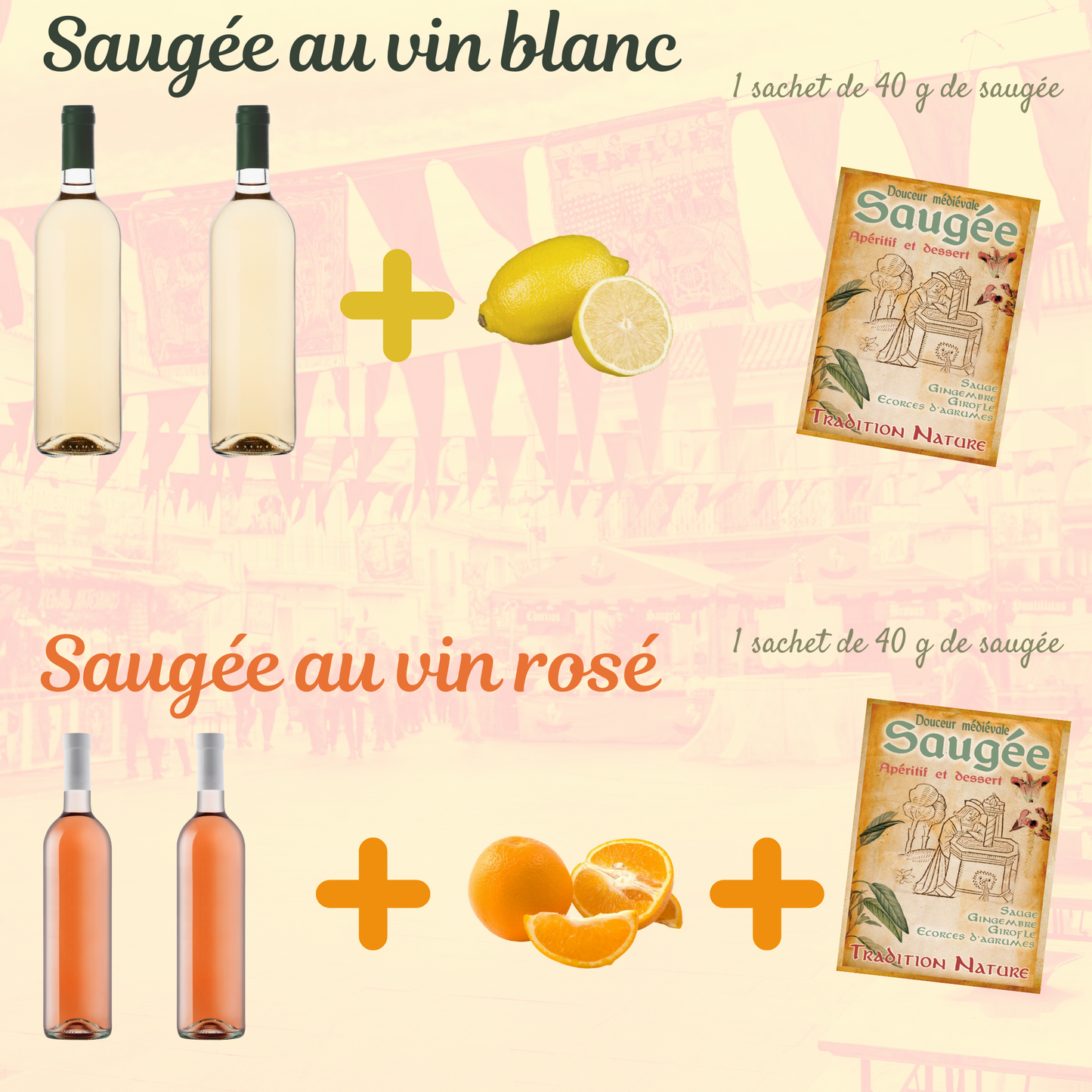 Saugée douceur médiévale |sachet pour 2 bouteilles de vin de sauge