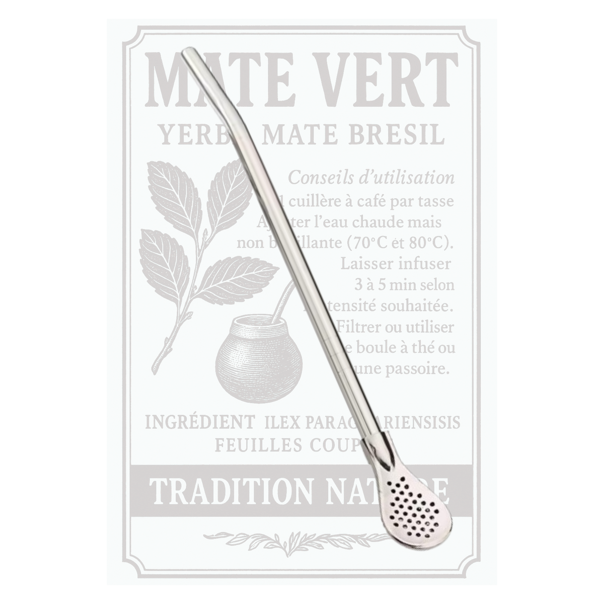 Bombilla à maté | lot de 2 pailles inox à yerba mate — Moutarde & Cie