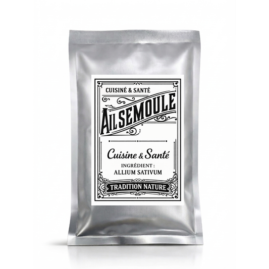 Ail semoule — petit sachet argenté de 35 g, format Épices d'Antan