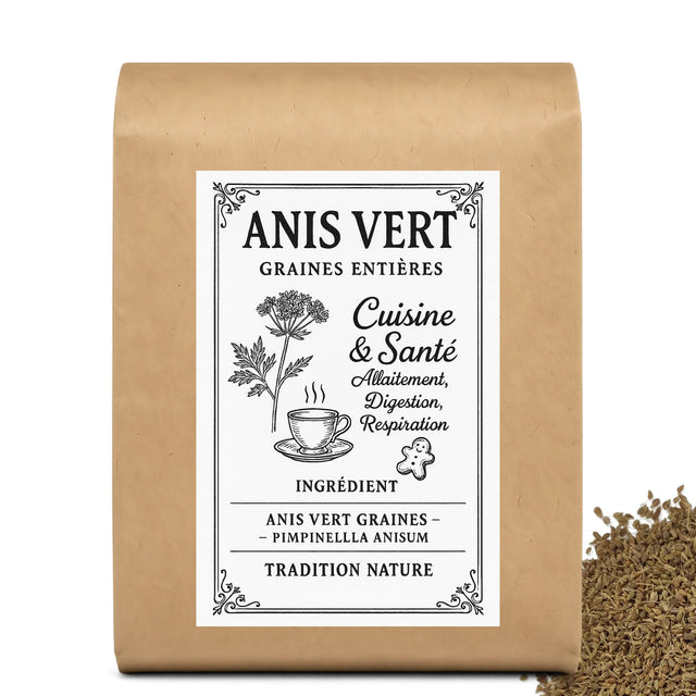 Anis vert entier | Tisane infusion semences graines entières | Cuisine & Santé | 50 g à 500 g – conditionnement
