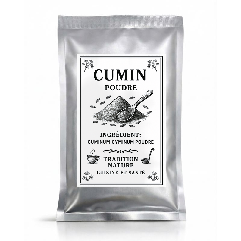 Cumin en poudre — 35 g - petit sachet, sachet argenté de la gamme Épices d'Antan