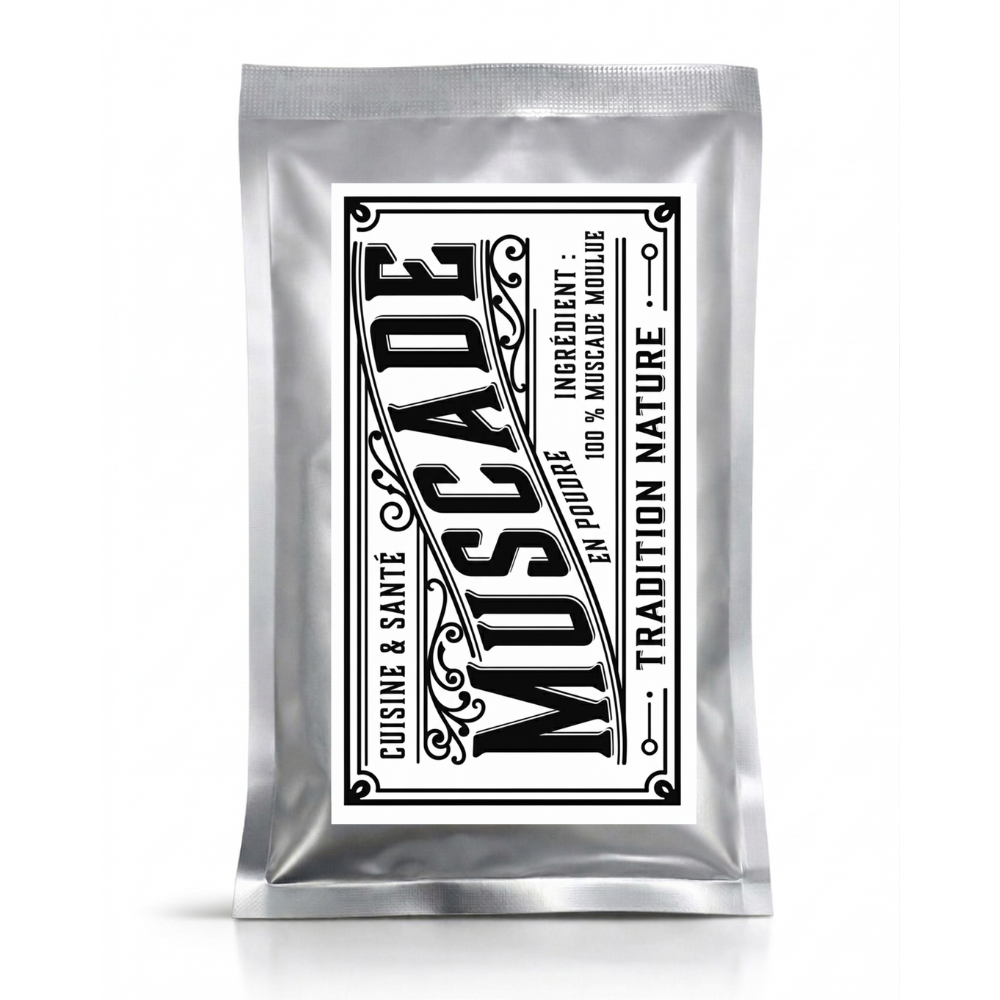 Muscade moulue — 35 g - petit sachet, sachet argenté de la gamme Épices d'Antan