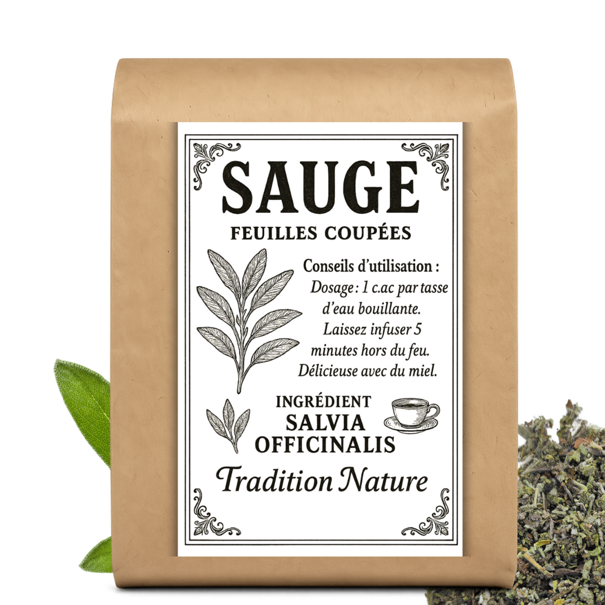 Sauge officinale feuilles coupées | Tisane infusion — Moutarde & Cie