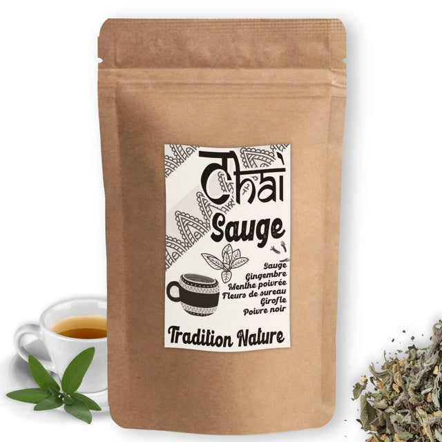 Chai Sauge | Infusion tchai sans théine sans cannelle | 50 g à 500 g – conditionnement