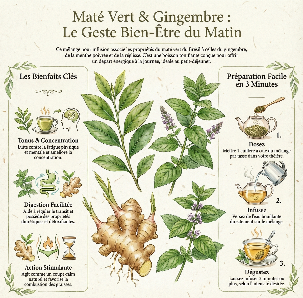 Maté vert et gingembre menthe | Yerba mate infusion — Moutarde & Cie