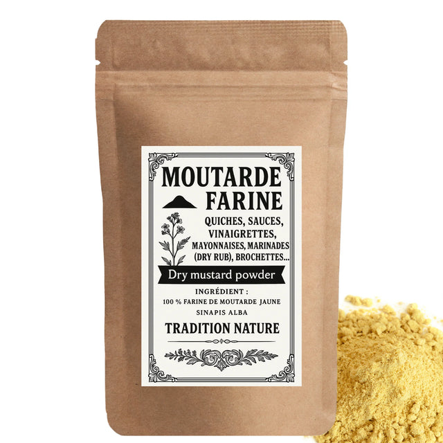 Farine de moutarde jaune superfine | vrac 100 g à 1 kg – conditionnement