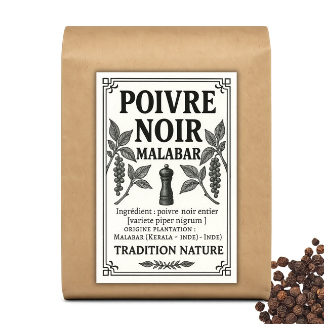Poivre noir de Malabar | 50 g à 100 g – conditionnement