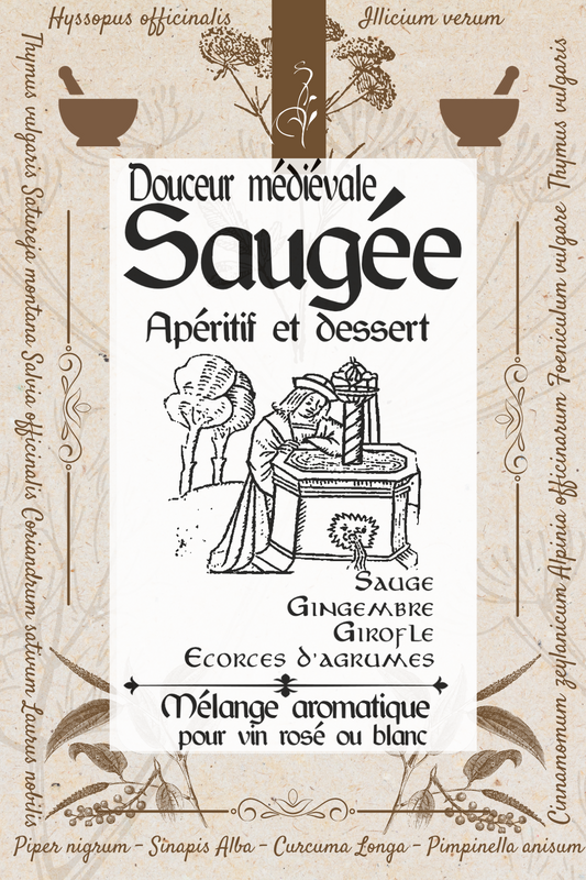 Saugée douceur médiévale |sachet pour 2 bouteilles de vin de sauge