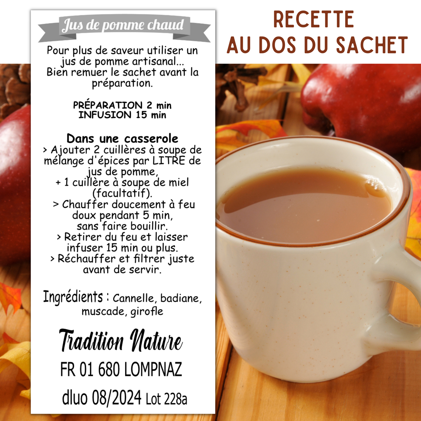 JUS DE POMME CHAUD - Mélange d'Epices pour 6 litres environ