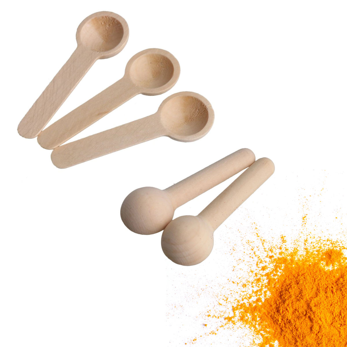 Lot de mini-cuillères en bois pour épices, sel, dégustation...
