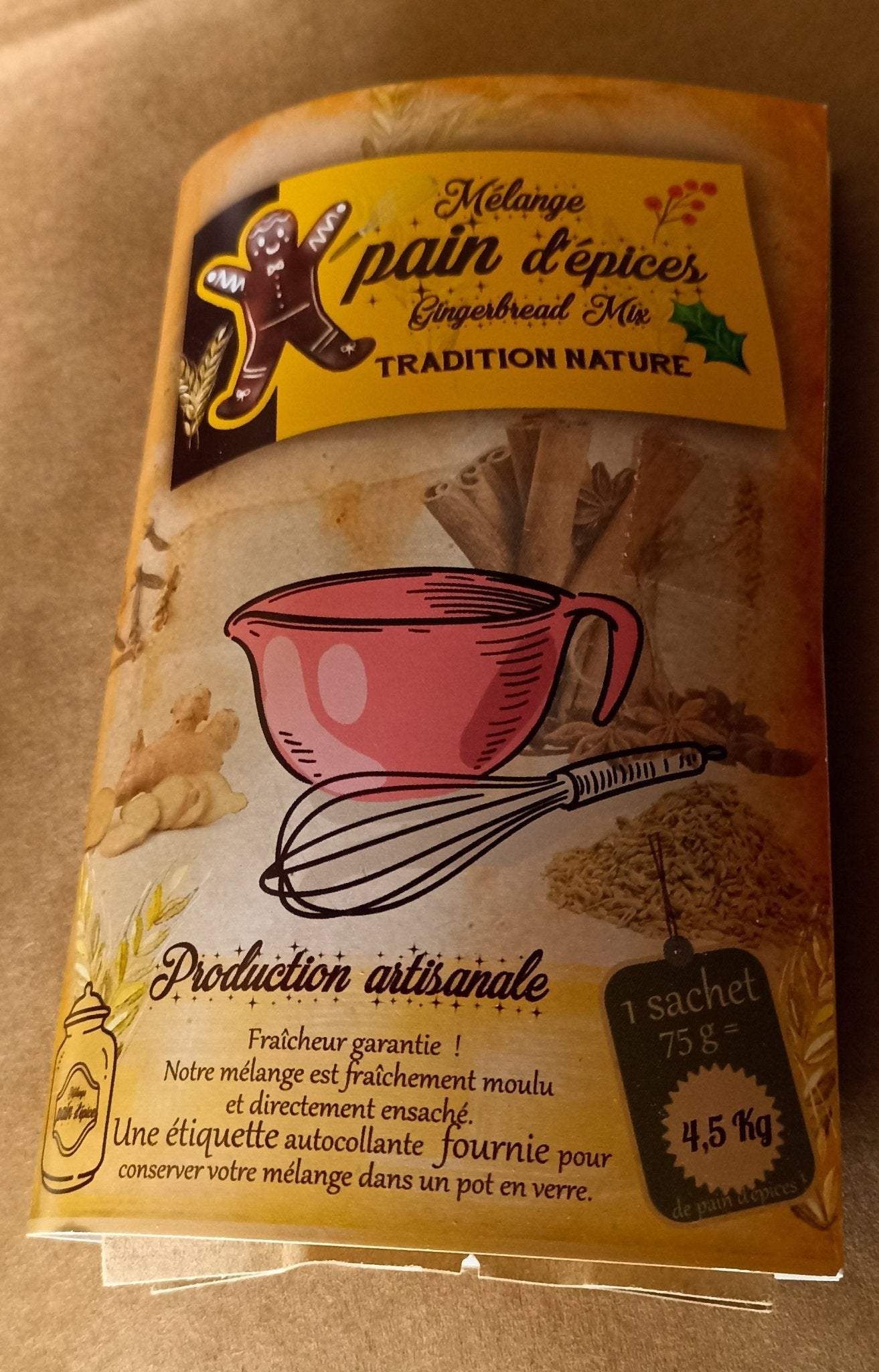 Mélange pain d'épices maison sachet 75 g | Livret cadeau avec recette - Tradition Nature-Bienfaits - Utilisations