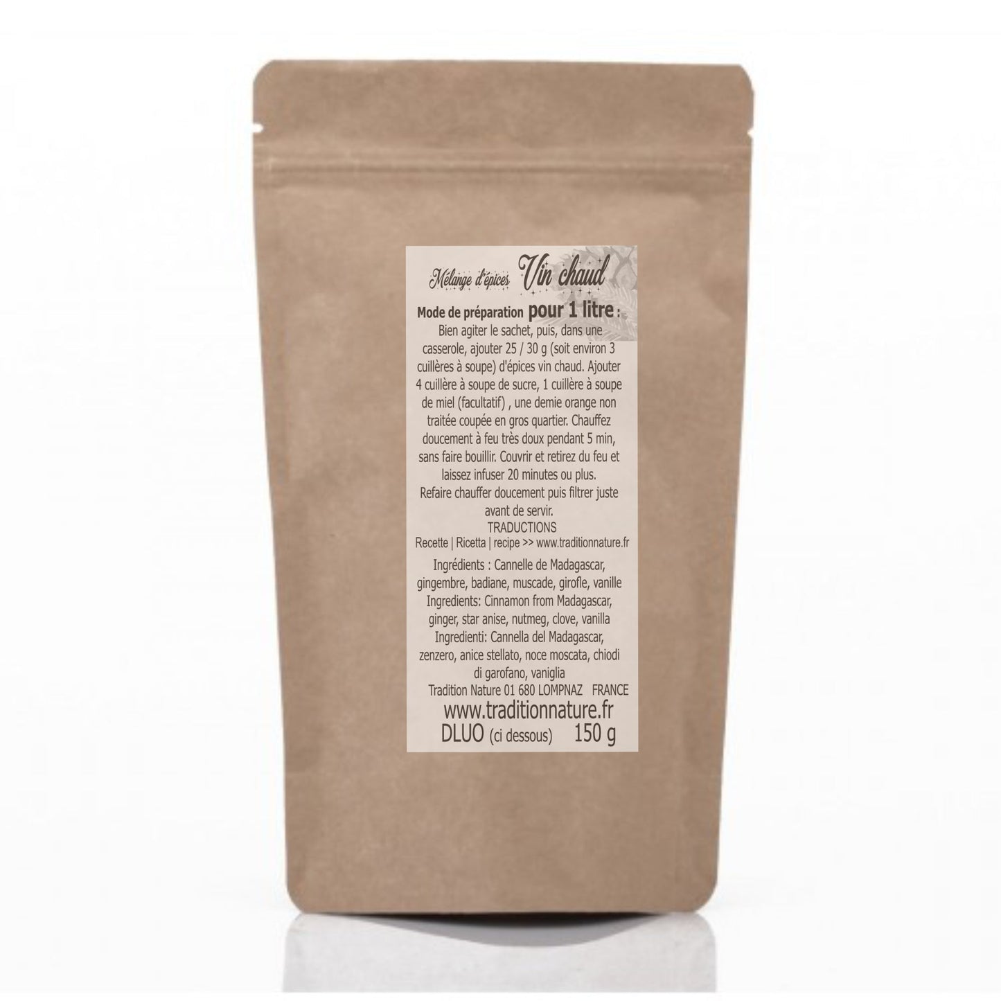 VIN CHAUD | Mélange d'Epices pour 15 litres minimum [450 gr] - Tradition Nature-Bienfaits - Utilisations